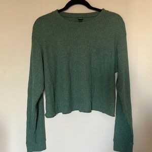 Medium green cropped wild fable waffle knit sweater